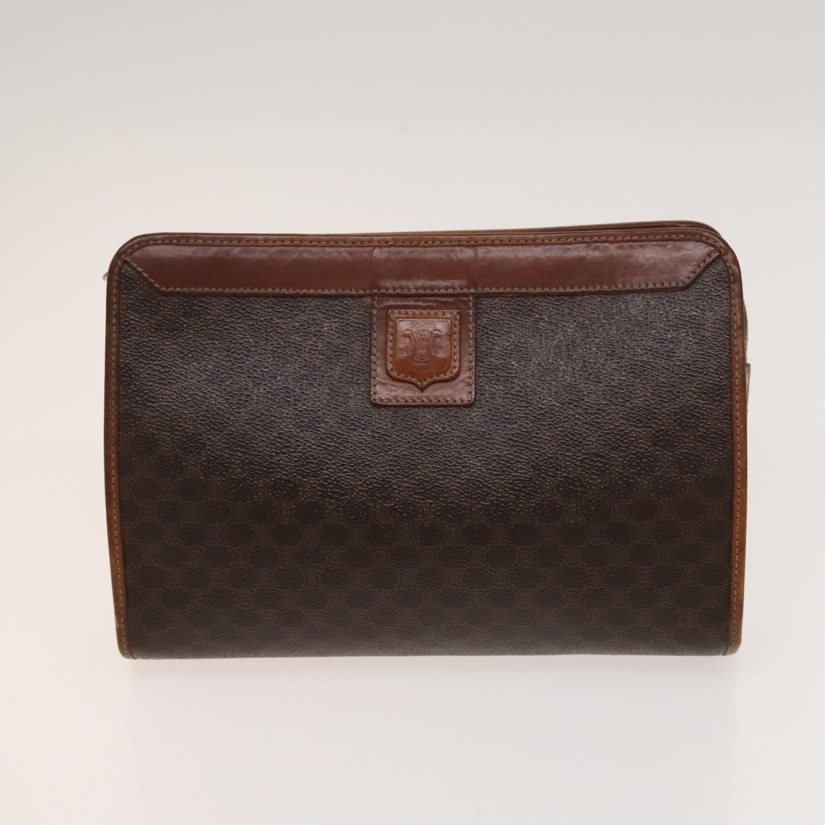 CELINE Macadam Canvas hand Clutch Bag PVC Leather 5Set Brown Beige Auth ki5555
