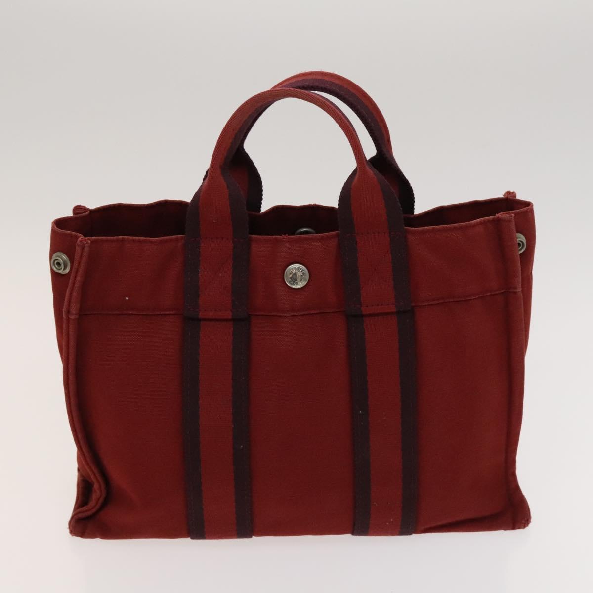 HERMES Fourre Tout Tote Bag Canvas 5Set Black Gray Red Auth ki5556