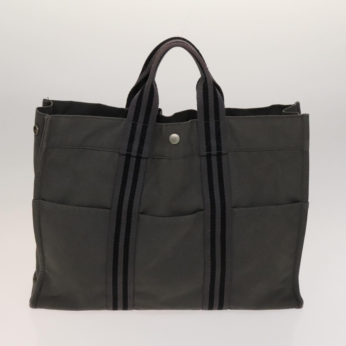 HERMES Fourre Tout Tote Bag Canvas 5Set Black Gray Red Auth ki5556