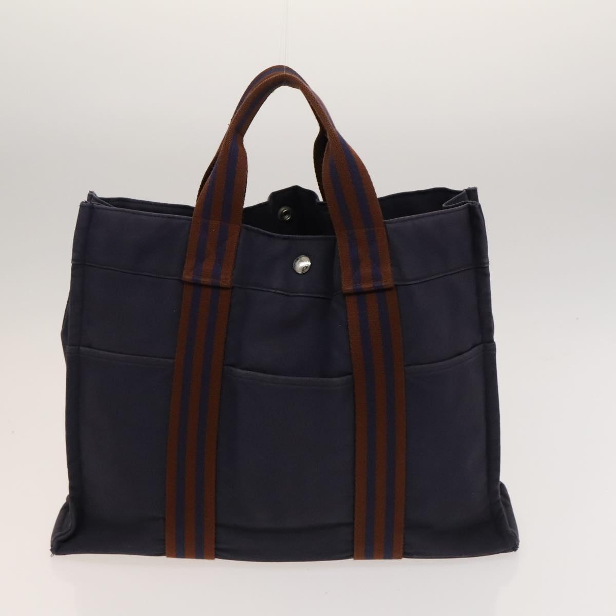 HERMES Fourre Tout Tote Bag Canvas 5Set Black Gray Navy Auth ki5557