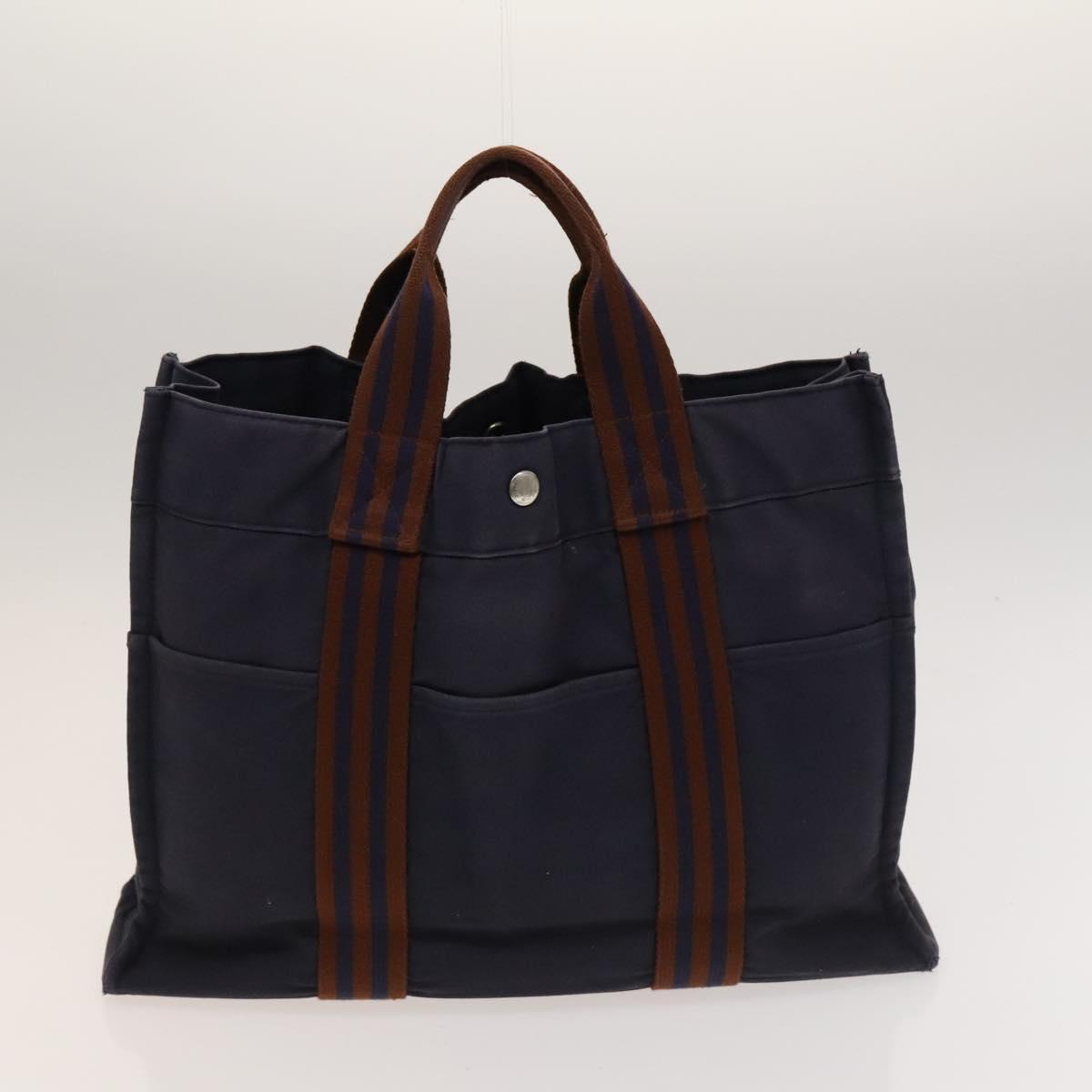 HERMES Fourre Tout Tote Bag Canvas 5Set Black Gray Navy Auth ki5557