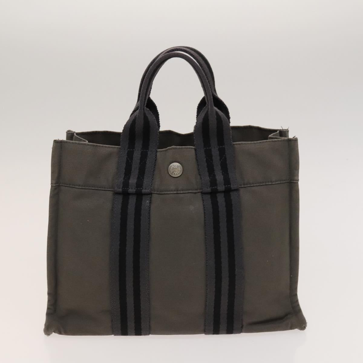 HERMES Fourre Tout Tote Bag Canvas 5Set Black Gray Navy Auth ki5557