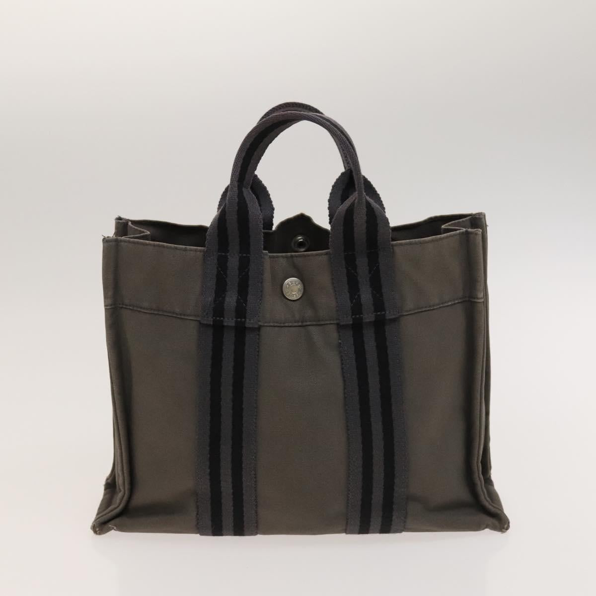 HERMES Fourre Tout Tote Bag Canvas 5Set Black Gray Navy Auth ki5557