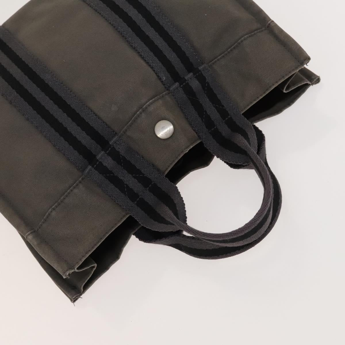 HERMES Fourre Tout Tote Bag Canvas 5Set Black Gray Navy Auth ki5557