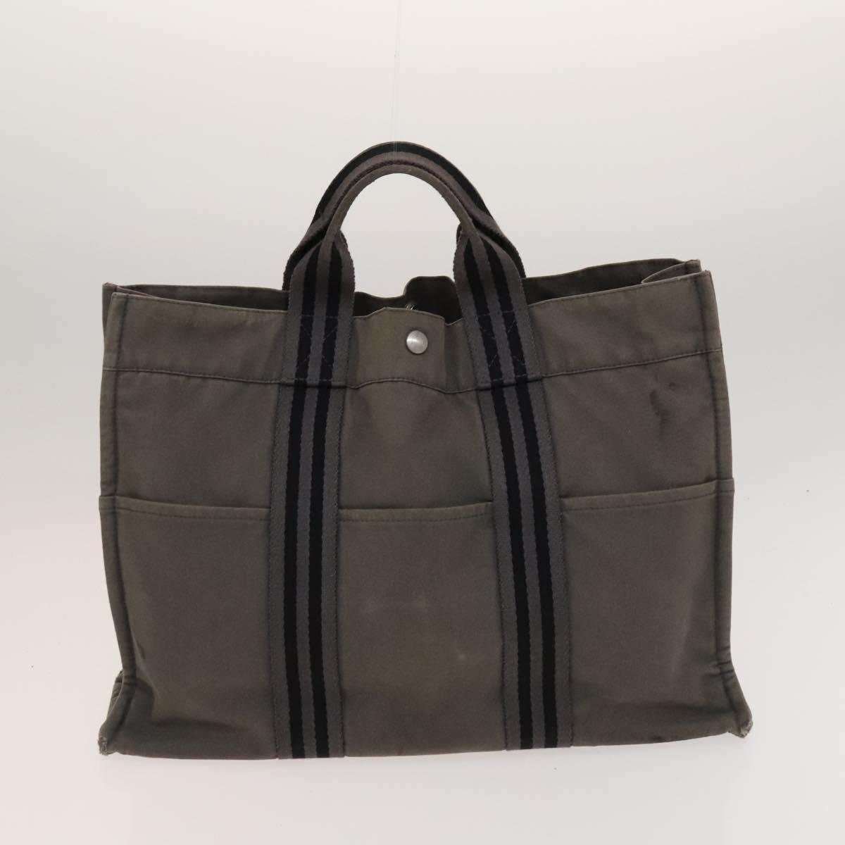 HERMES Fourre Tout Tote Bag Canvas 5Set Black Gray Navy Auth ki5557