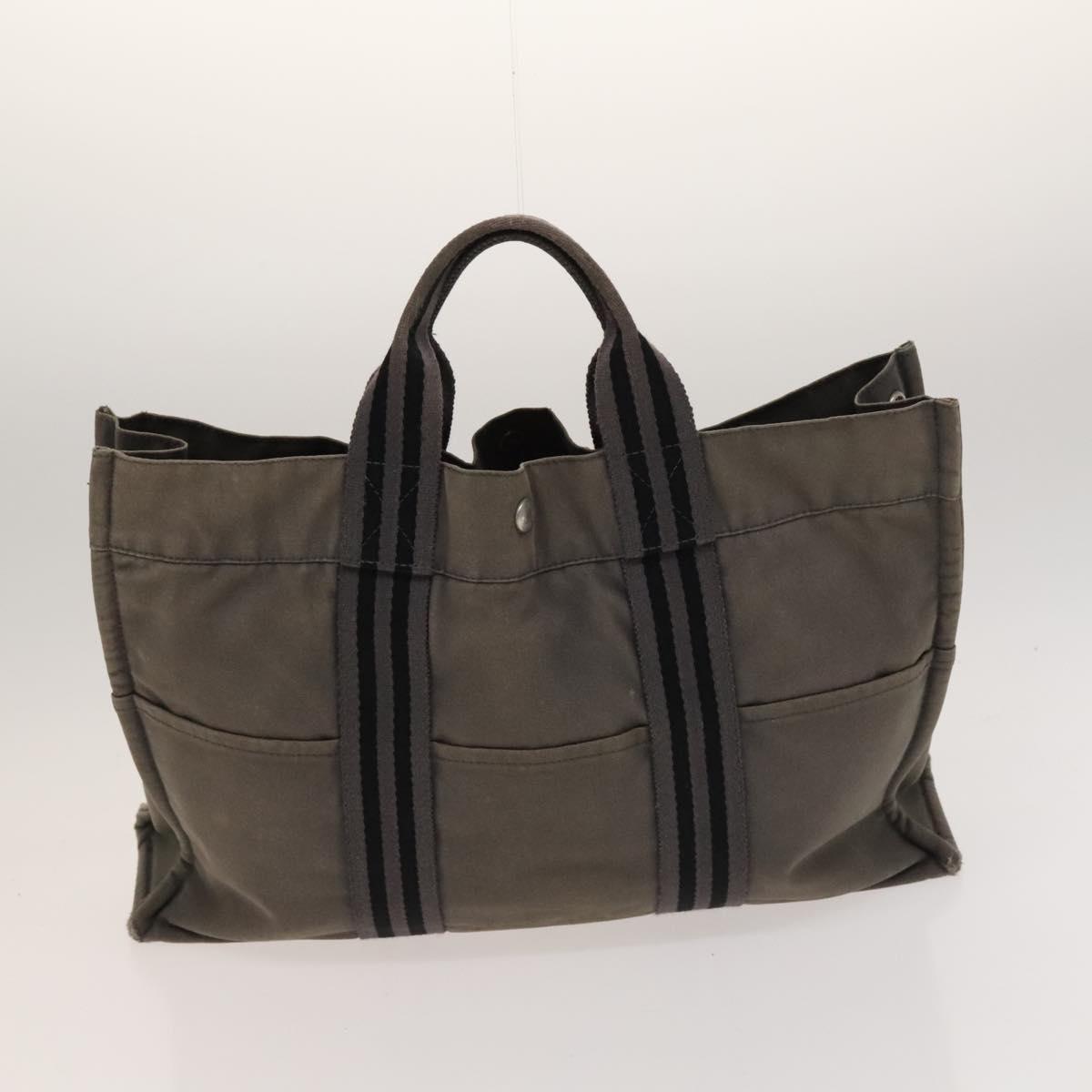 HERMES Fourre Tout Tote Bag Canvas 5Set Black Gray Navy Auth ki5557