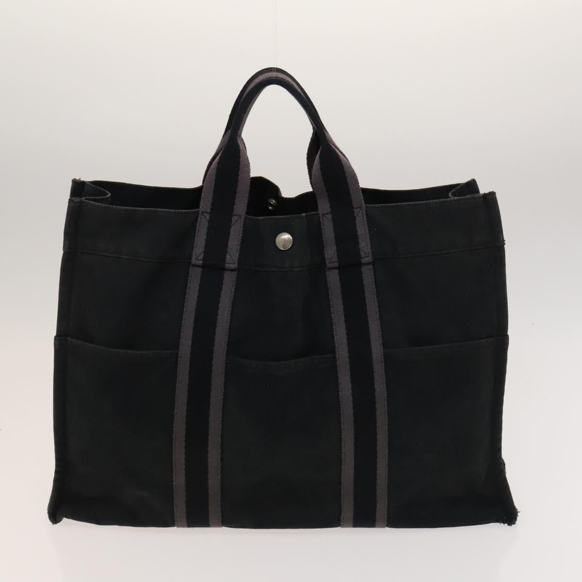 HERMES Fourre Tout Tote Bag Canvas 5Set Black Gray Navy Auth ki5557