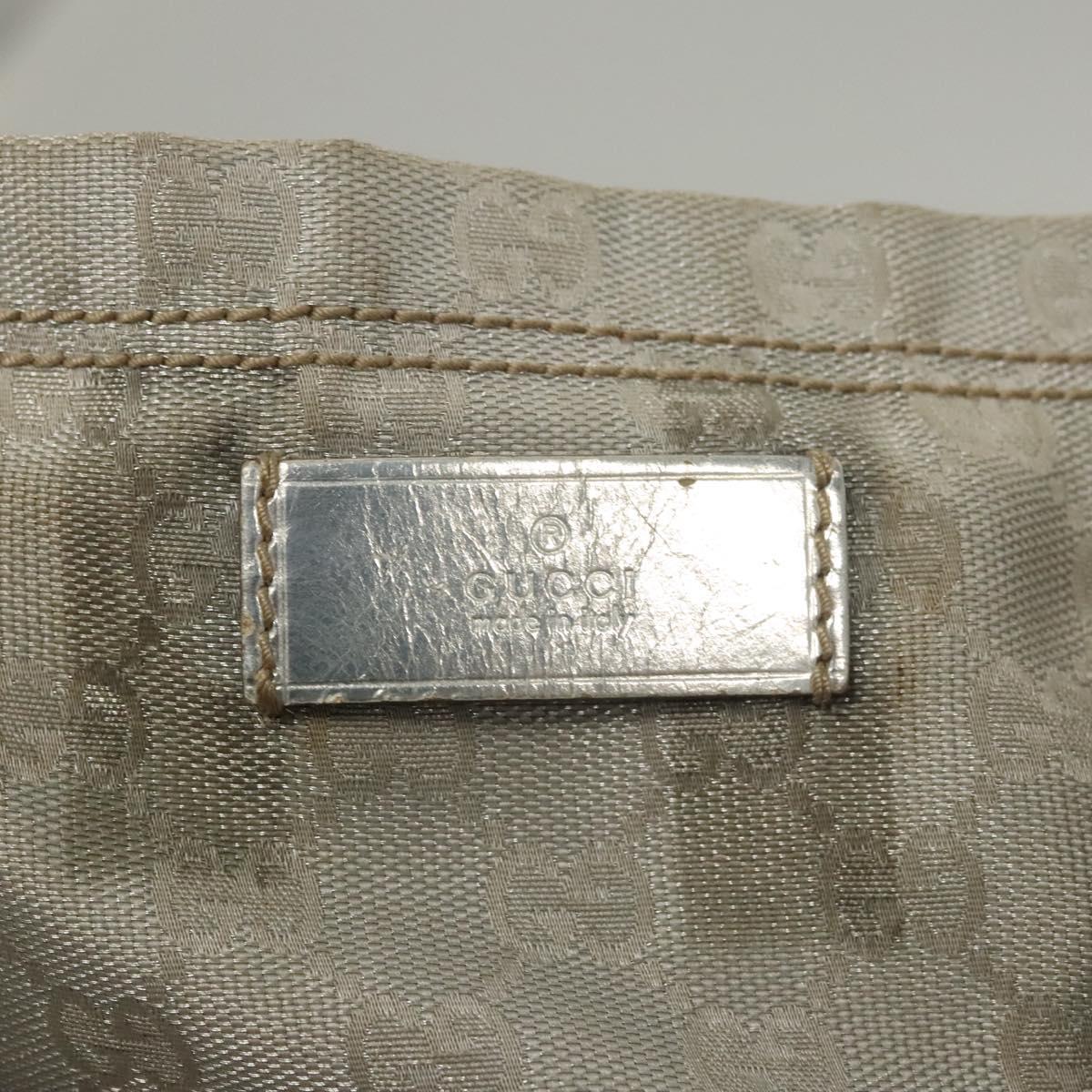 GUCCI GG Canvas Sherry Line Tote Bag Silver Blue 189669 Auth ki5579