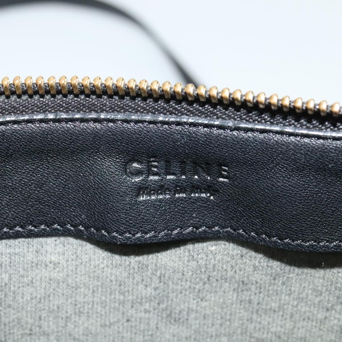 CELINE Trio bag Shoulder Bag Leather Black Gold Auth ki5590