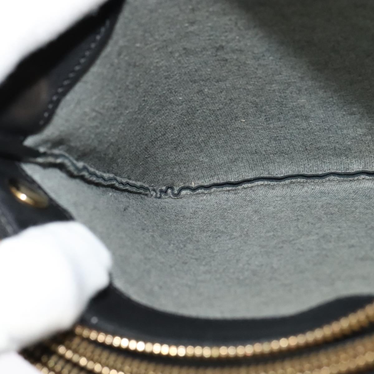 CELINE Trio bag Shoulder Bag Leather Black Gold Auth ki5590