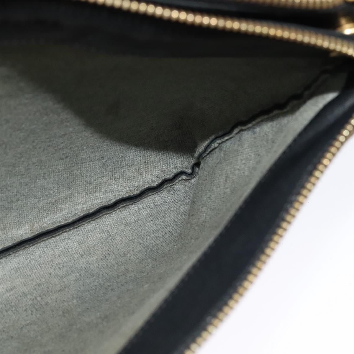 CELINE Trio bag Shoulder Bag Leather Black Gold Auth ki5590