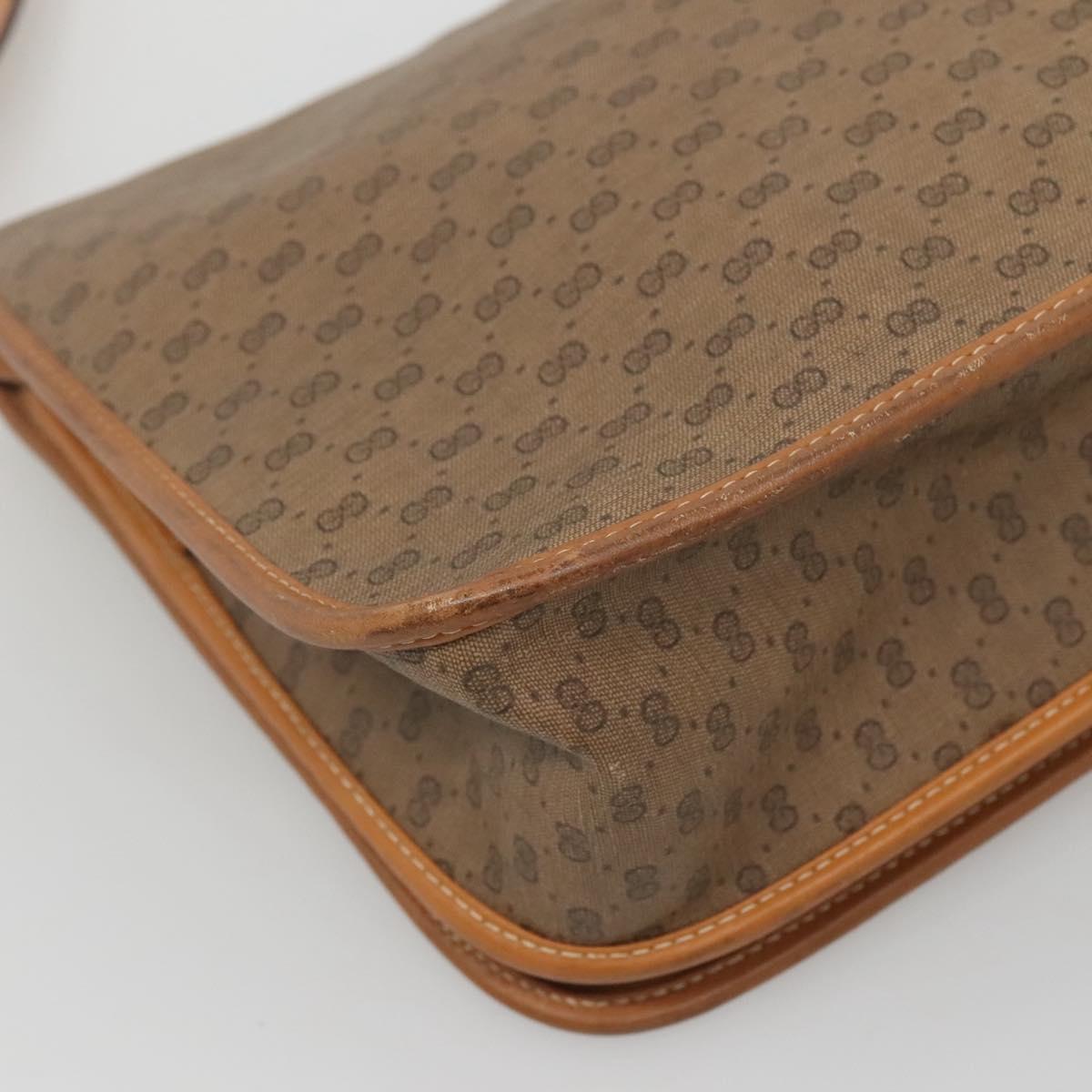 GUCCI Micro GG Supreme Web Sherry Line Shoulder Bag PVC Beige Gold Auth ki5605