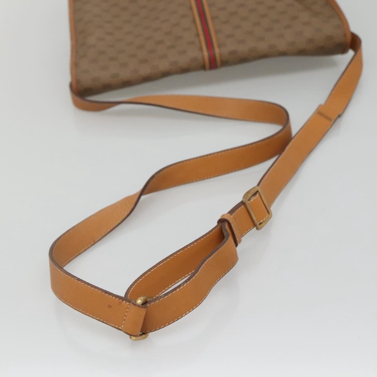 GUCCI Micro GG Supreme Web Sherry Line Shoulder Bag PVC Beige Gold Auth ki5605