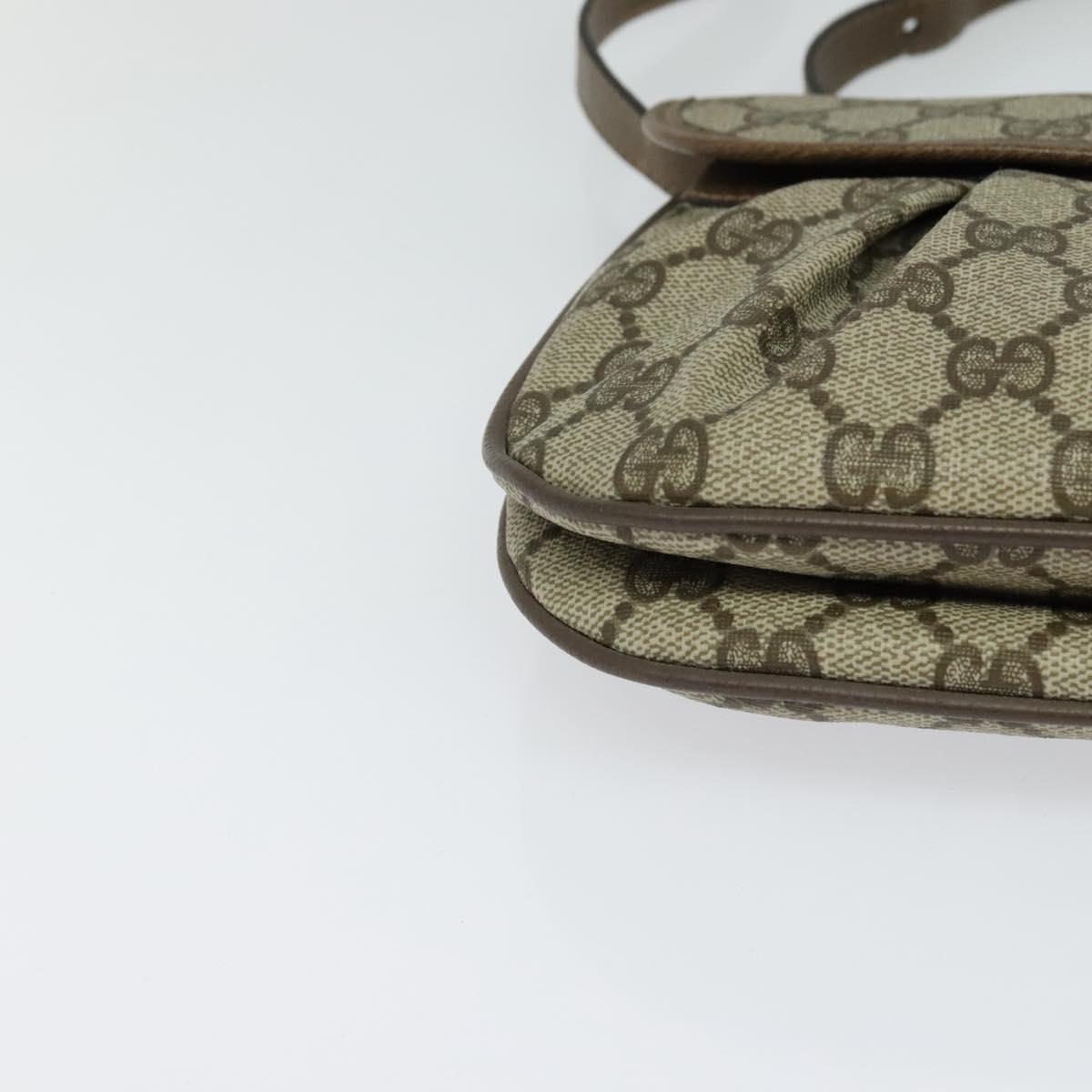 GUCCI GG Supreme Web Sherry Line Bag PVC Beige Gold 10 02 051 Auth ki5609