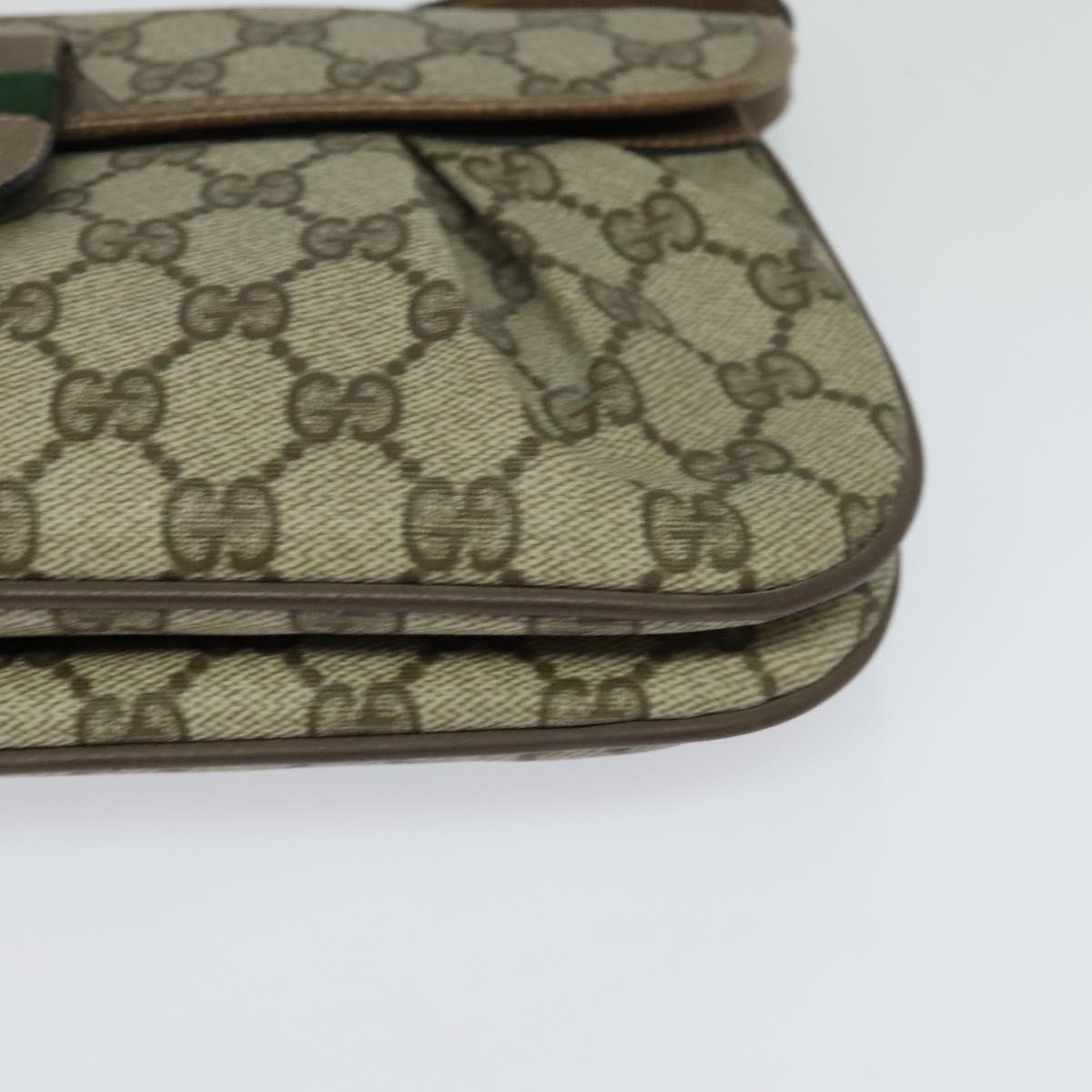 GUCCI GG Supreme Web Sherry Line Bag PVC Beige Gold 10 02 051 Auth ki5609