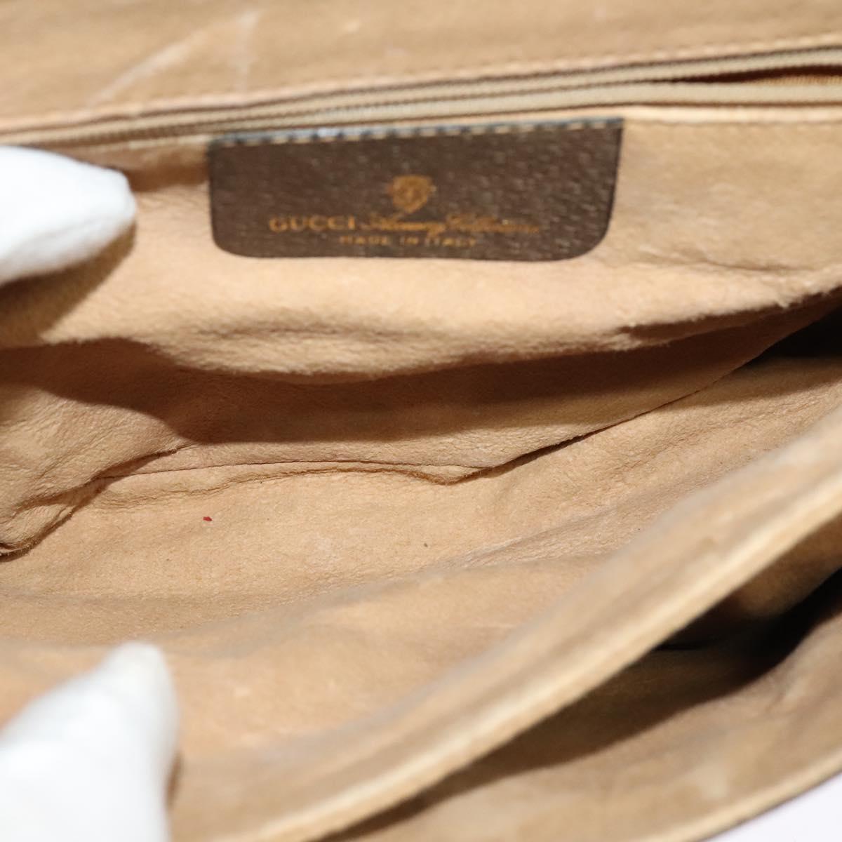 GUCCI GG Supreme Web Sherry Line Bag PVC Beige Gold 10 02 051 Auth ki5609