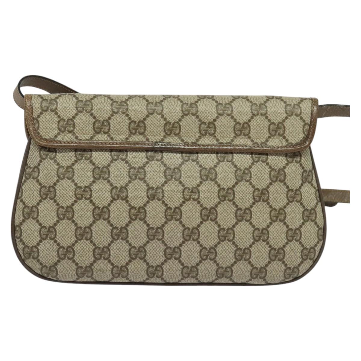GUCCI GG Supreme Web Sherry Line Bag PVC Beige Gold 10 02 051 Auth ki5609