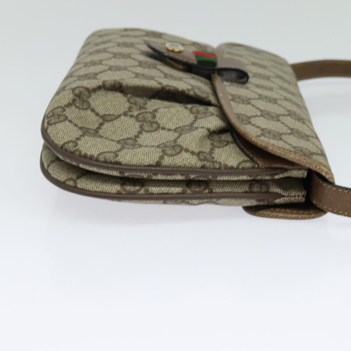 GUCCI GG Supreme Web Sherry Line Bag PVC Beige Gold 10 02 051 Auth ki5609