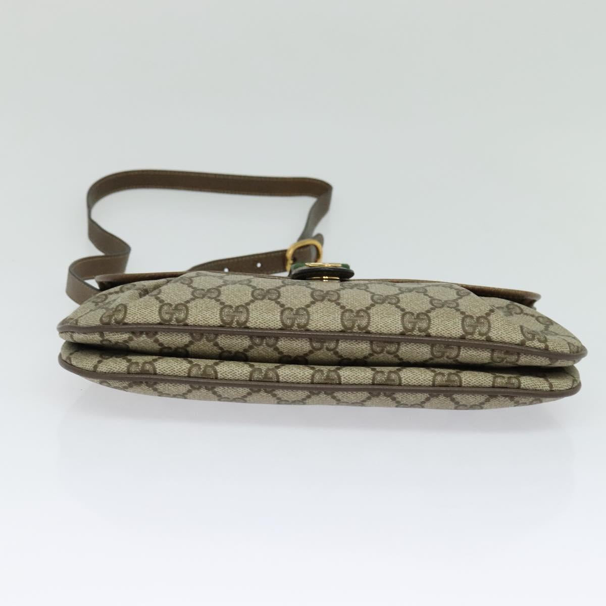 GUCCI GG Supreme Web Sherry Line Bag PVC Beige Gold 10 02 051 Auth ki5609