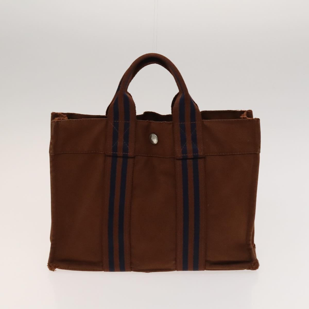 HERMES Fourre Tout Tote Bag Canvas 5Set Brown Gray Red beige Auth ki5617