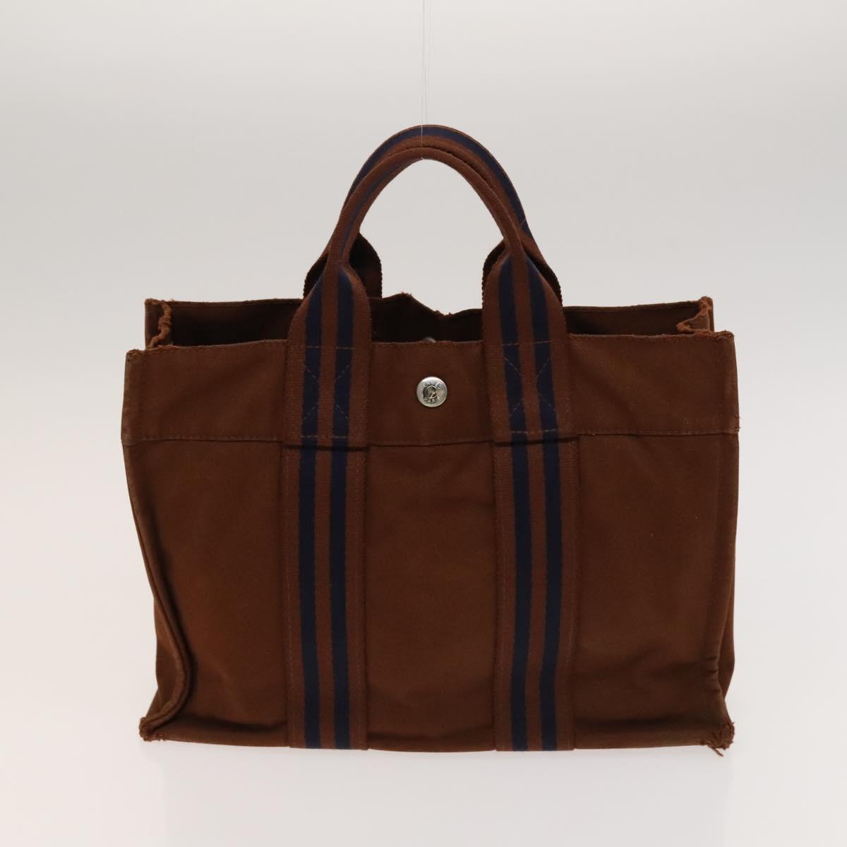 HERMES Fourre Tout Tote Bag Canvas 5Set Brown Gray Red beige Auth ki5617