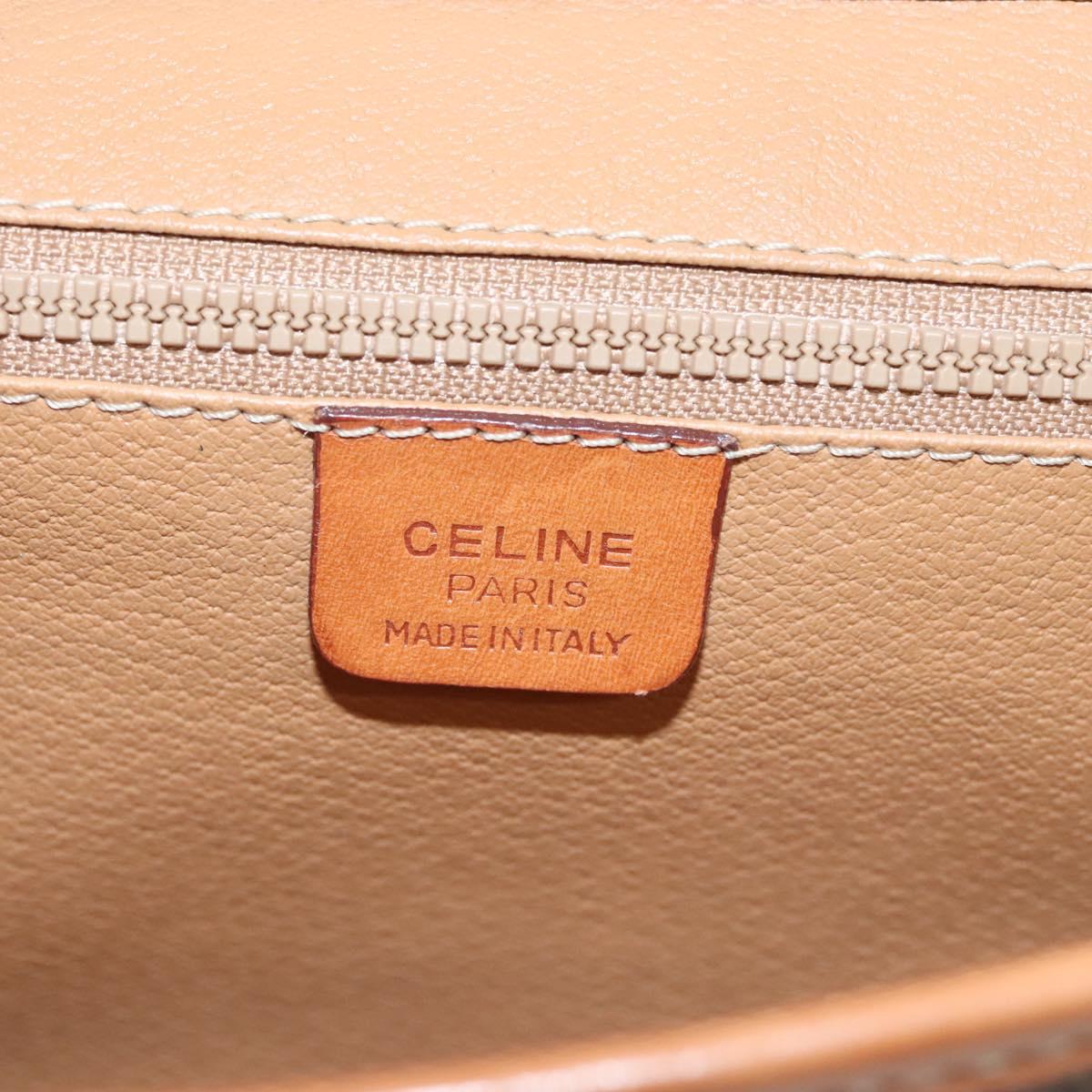 CELINE Macadam Canvas Shoulder Bag PVC Leather Brown Gold Auth ki5627