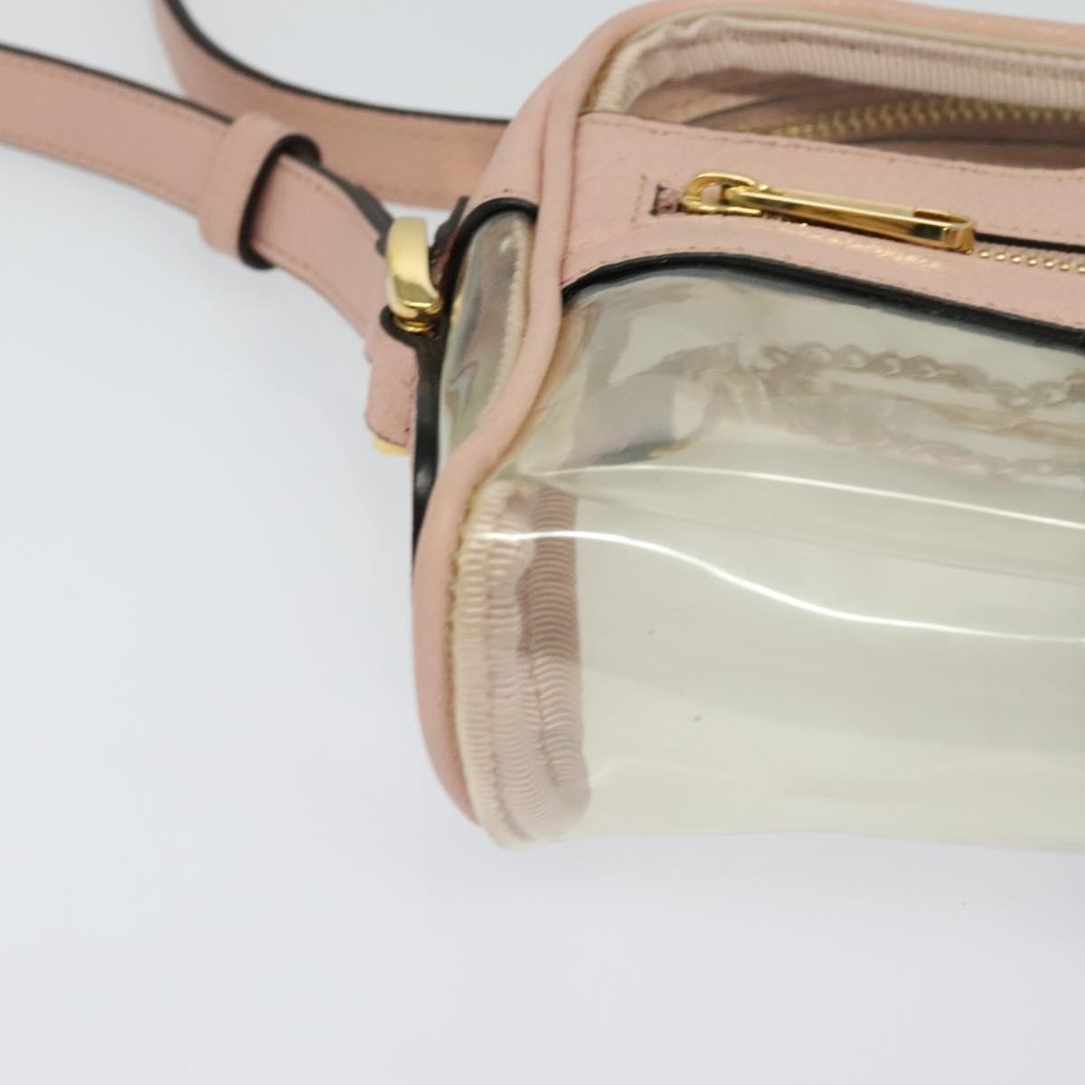 GUCCI Web Sherry Line Shoulder Bag Vinyl Clear Red Green 517350 Auth ki5631AV