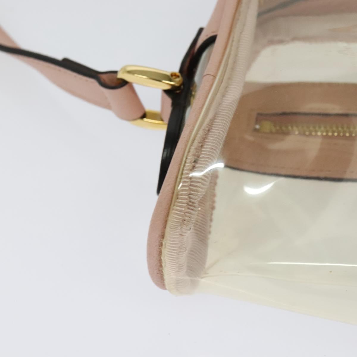 GUCCI Web Sherry Line Shoulder Bag Vinyl Clear Red Green 517350 Auth ki5631AV
