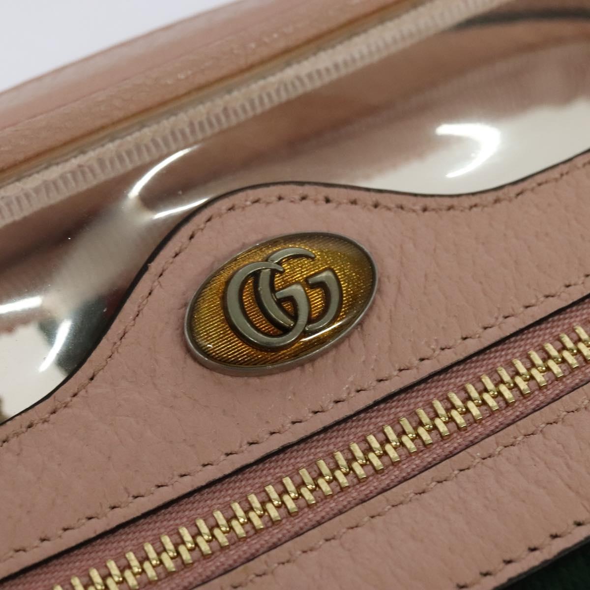 GUCCI Web Sherry Line Shoulder Bag Vinyl Clear Red Green 517350 Auth ki5631AV