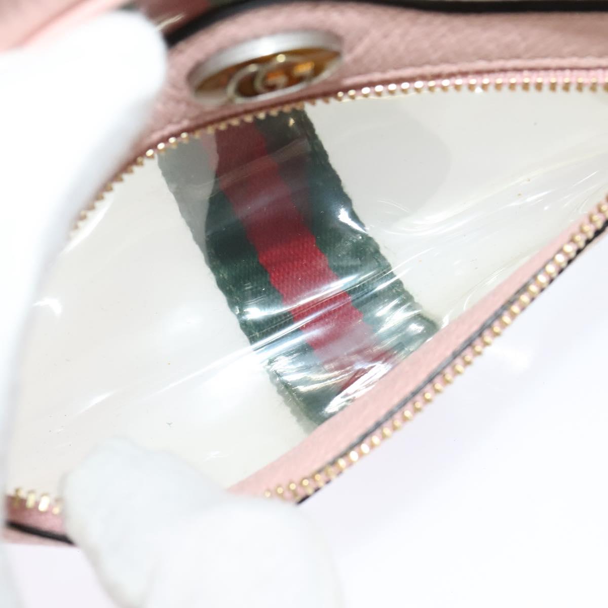 GUCCI Web Sherry Line Shoulder Bag Vinyl Clear Red Green 517350 Auth ki5631AV