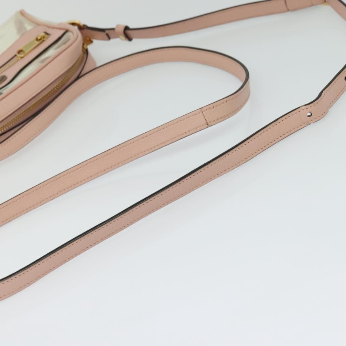 GUCCI Web Sherry Line Shoulder Bag Vinyl Clear Red Green 517350 Auth ki5631AV