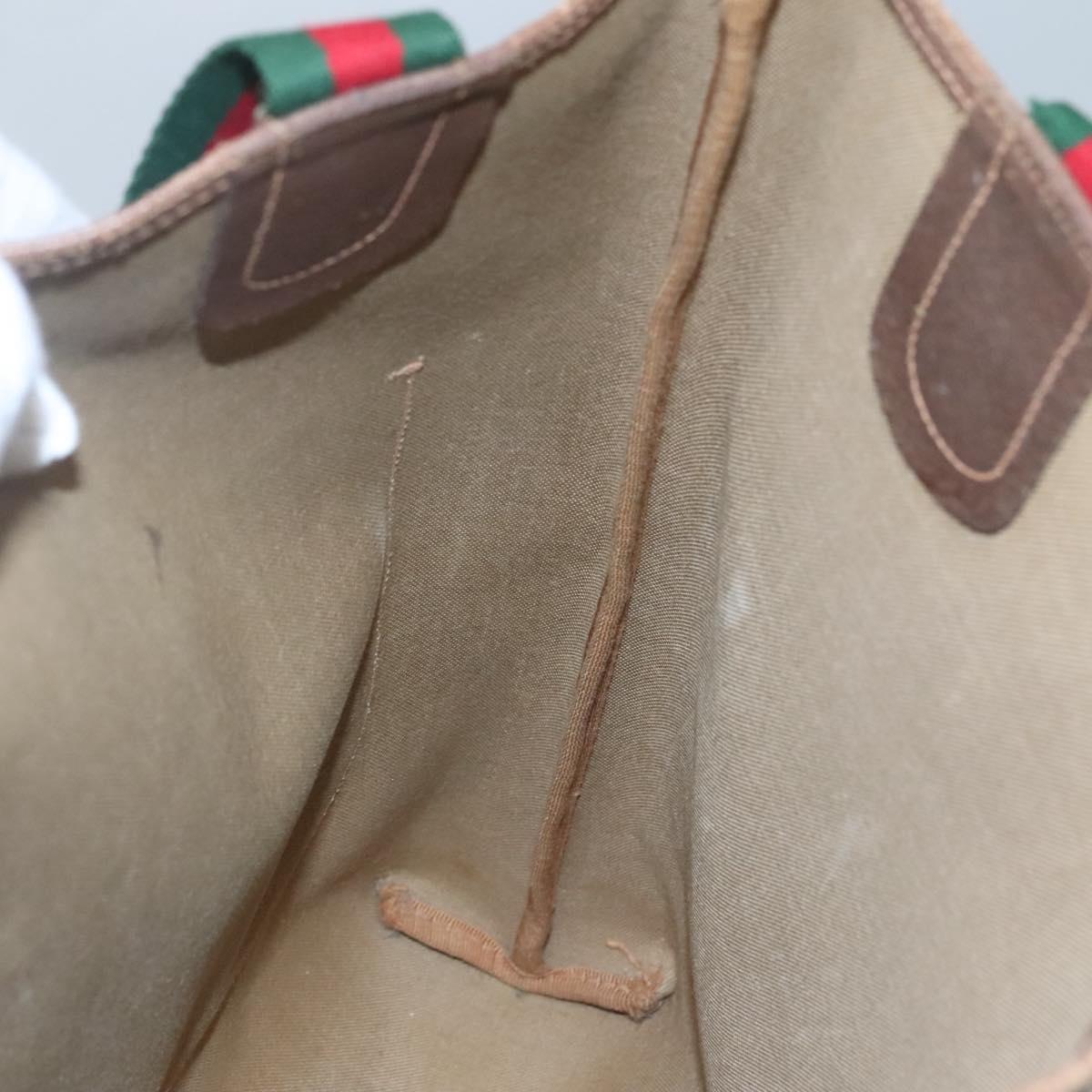 GUCCI GG Supreme Web Sherry Line Bag PVC Beige Green Red 89 02 003 Auth ki5636