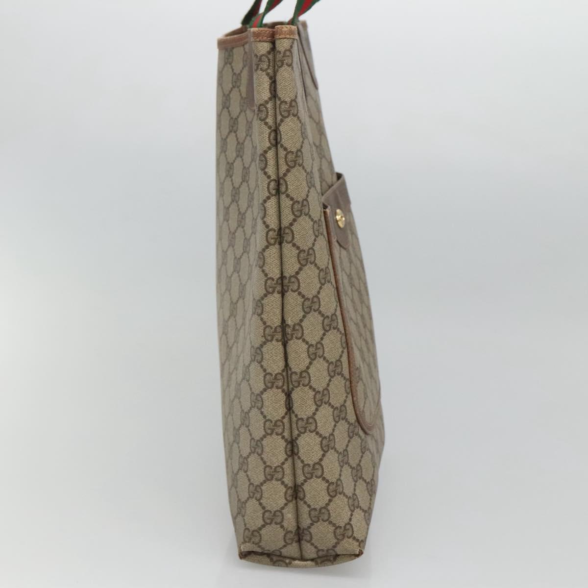 GUCCI GG Supreme Web Sherry Line Bag PVC Beige Green Red 89 02 003 Auth ki5636