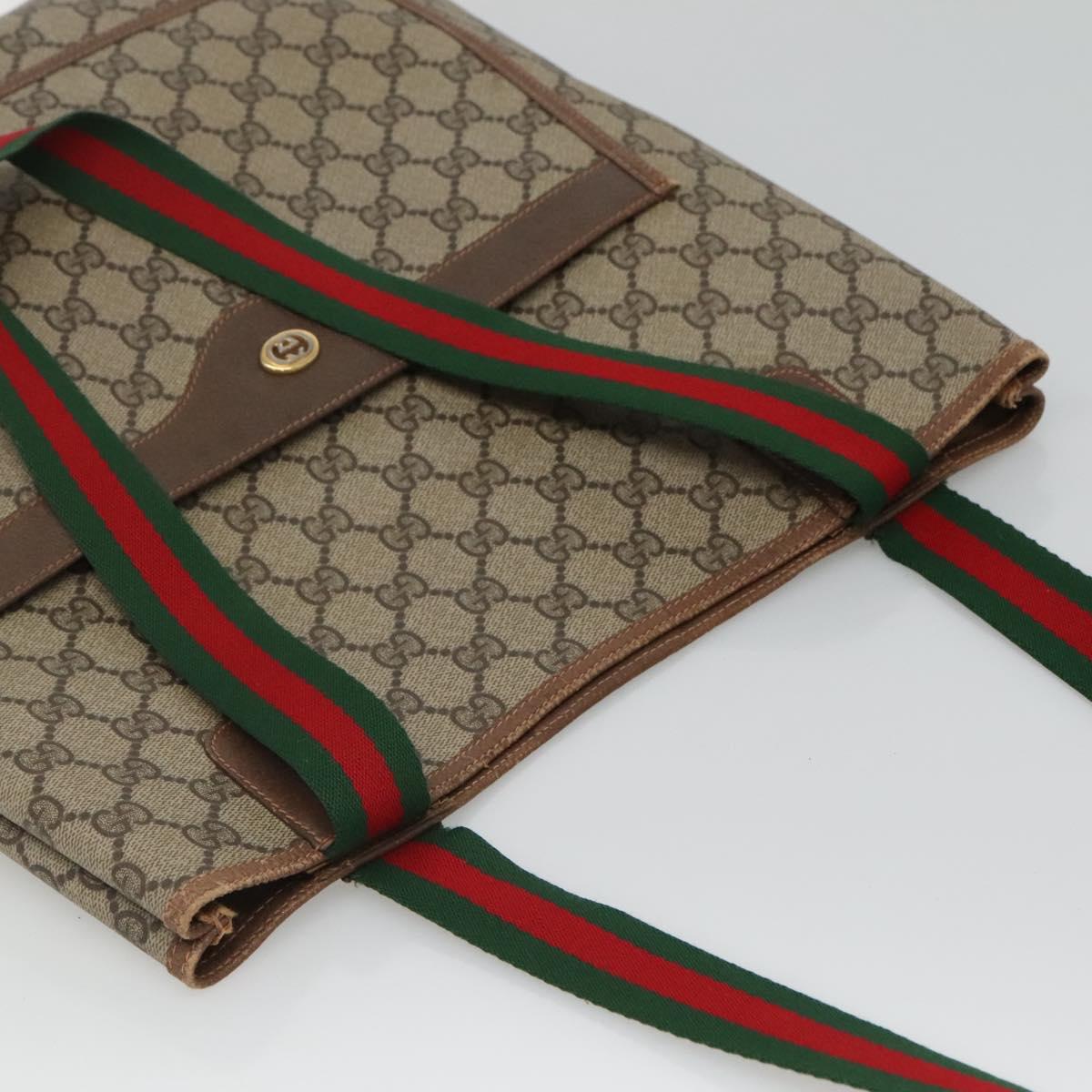 GUCCI GG Supreme Web Sherry Line Bag PVC Beige Green Red 89 02 003 Auth ki5636