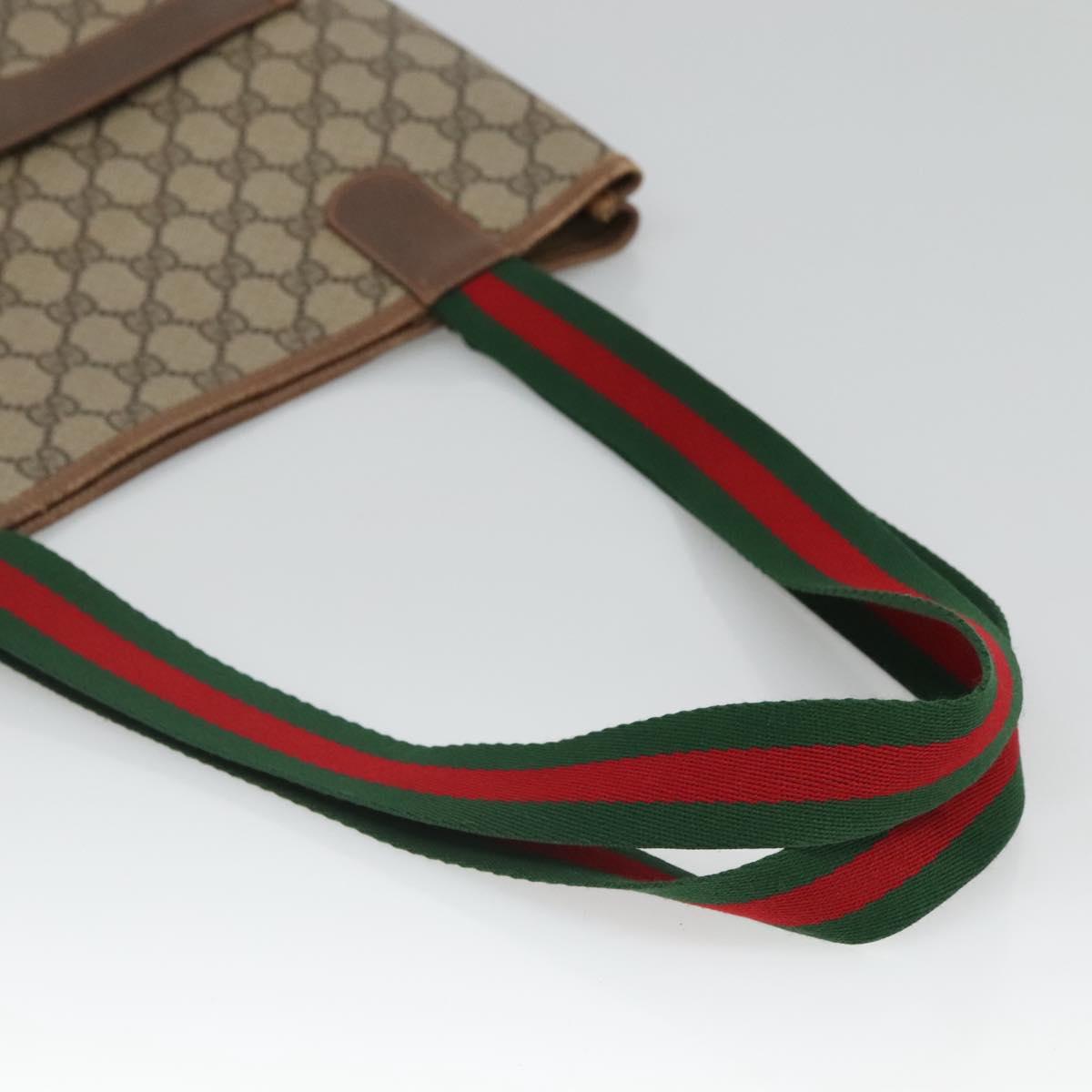 GUCCI GG Supreme Web Sherry Line Bag PVC Beige Green Red 89 02 003 Auth ki5636