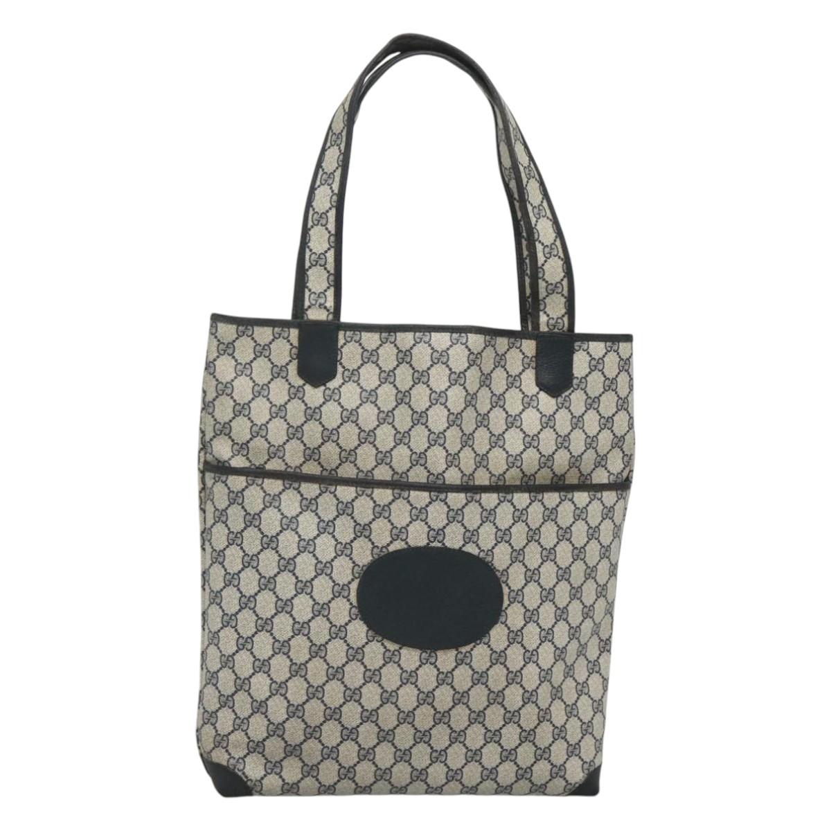 GUCCI GG Supreme Tote Bag PVC Navy Gold 002 39 0054 Auth ki5643