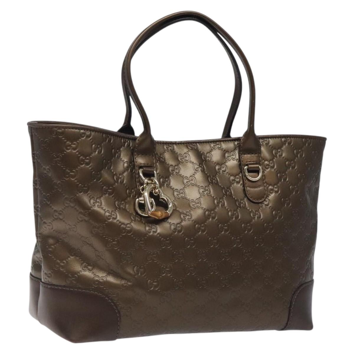 GUCCI GG Canvas Guccissima Heart Bit Tote Bag Leather Brown 269956 Auth ki5647A