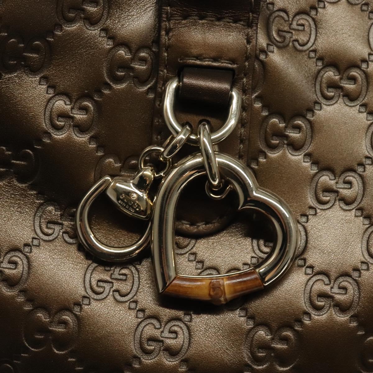 GUCCI GG Canvas Guccissima Heart Bit Tote Bag Leather Brown 269956 Auth ki5647A