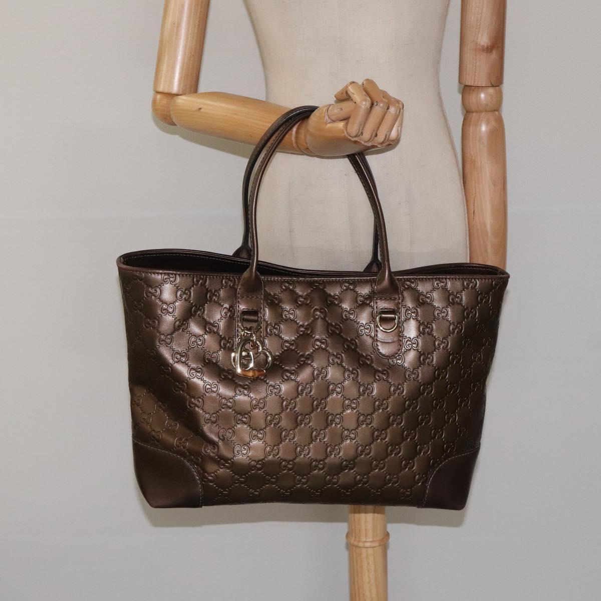 GUCCI GG Canvas Guccissima Heart Bit Tote Bag Leather Brown 269956 Auth ki5647A