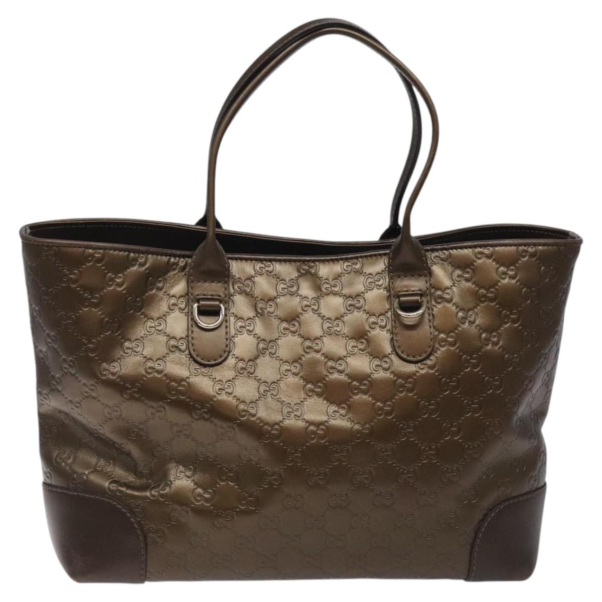 GUCCI GG Canvas Guccissima Heart Bit Tote Bag Leather Brown 269956 Auth ki5647A