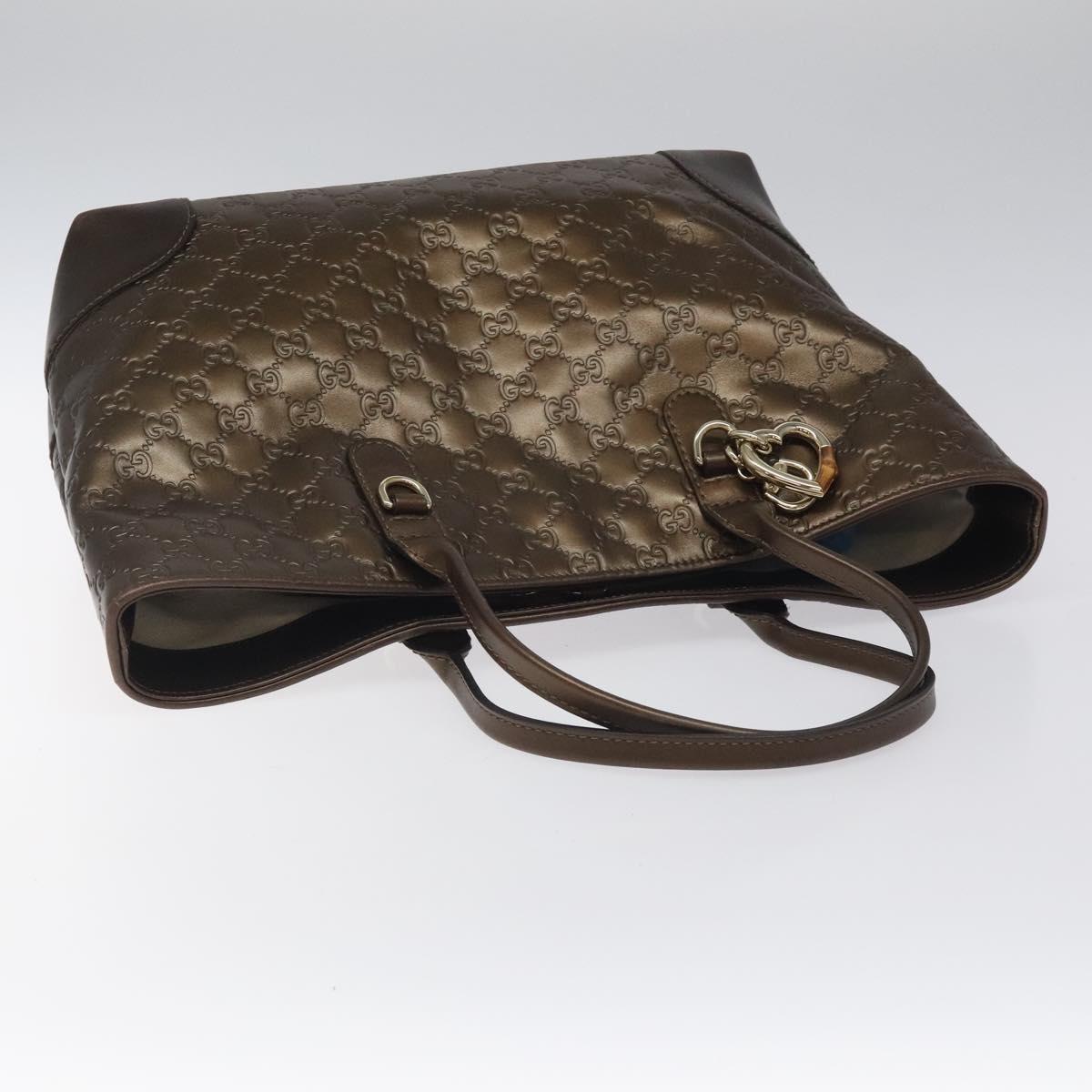 GUCCI GG Canvas Guccissima Heart Bit Tote Bag Leather Brown 269956 Auth ki5647A