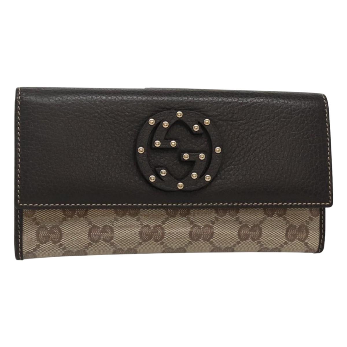 GUCCI GG Crystal Long Wallet Beige 231843 Auth ki5651