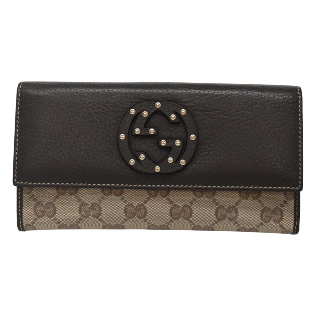 GUCCI GG Crystal Long Wallet Beige 231843 Auth ki5651