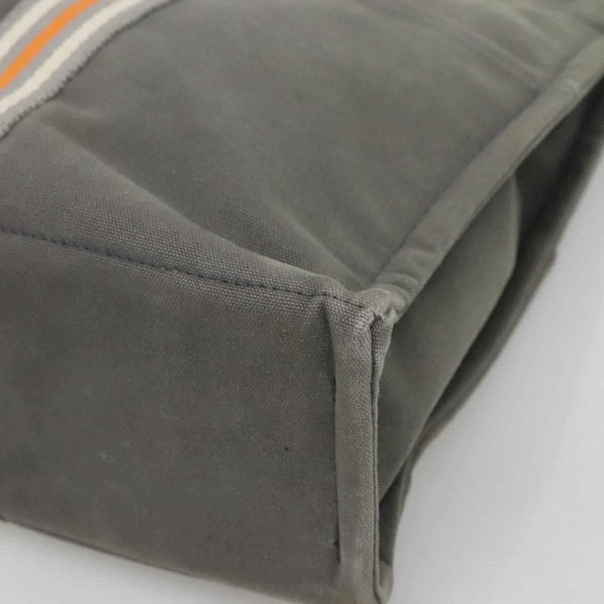 HERMES Fourre Tout MM Hand Bag Canvas Gray Silver Auth ki5652