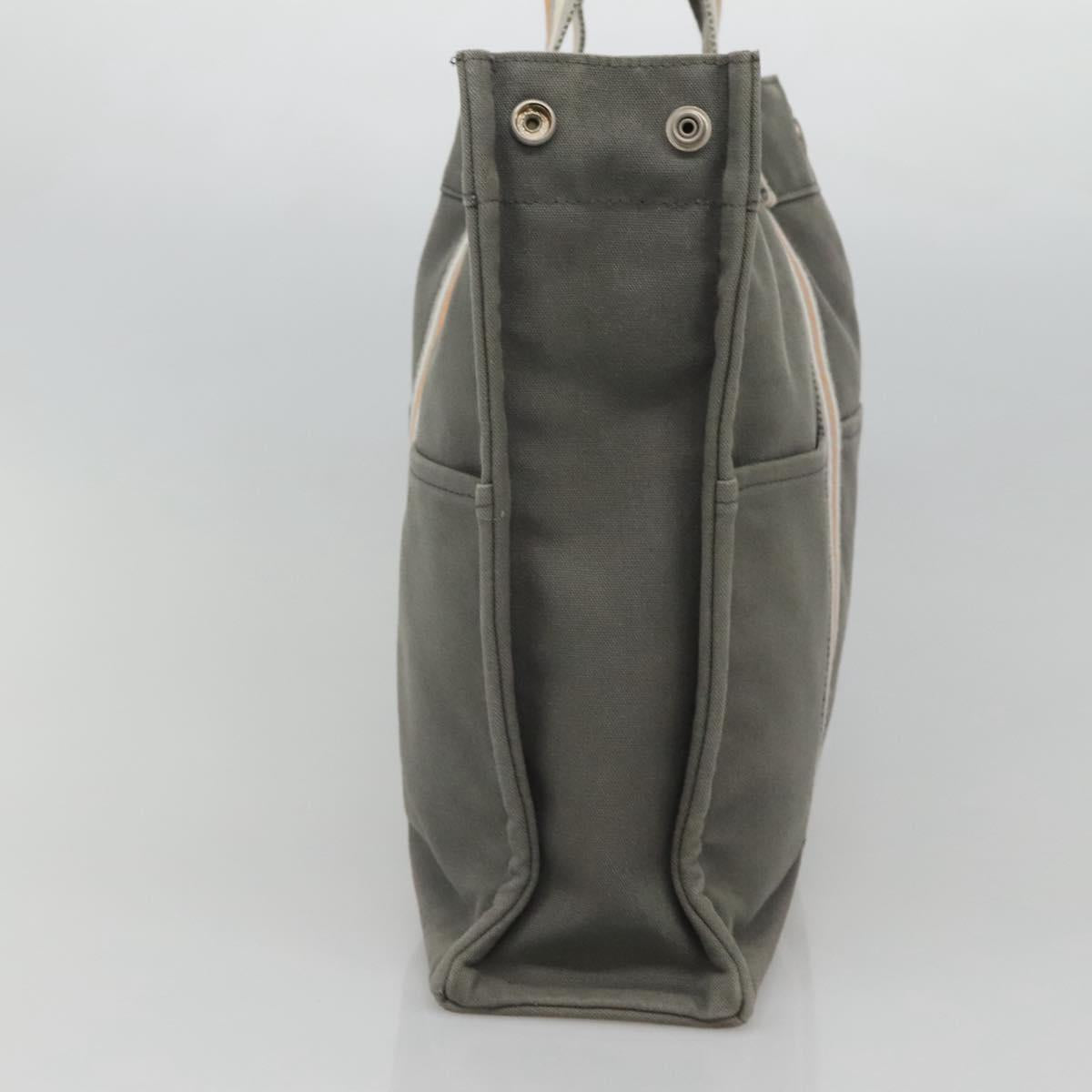 HERMES Fourre Tout MM Hand Bag Canvas Gray Silver Auth ki5652