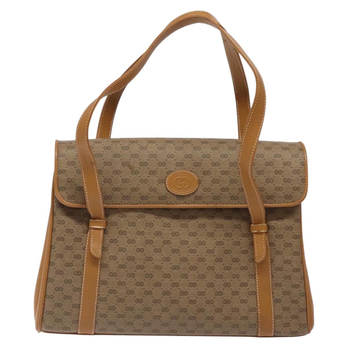 GUCCI Micro GG Supreme Hand Bag PVC Beige Gold 000 406 4857 Auth ki5660