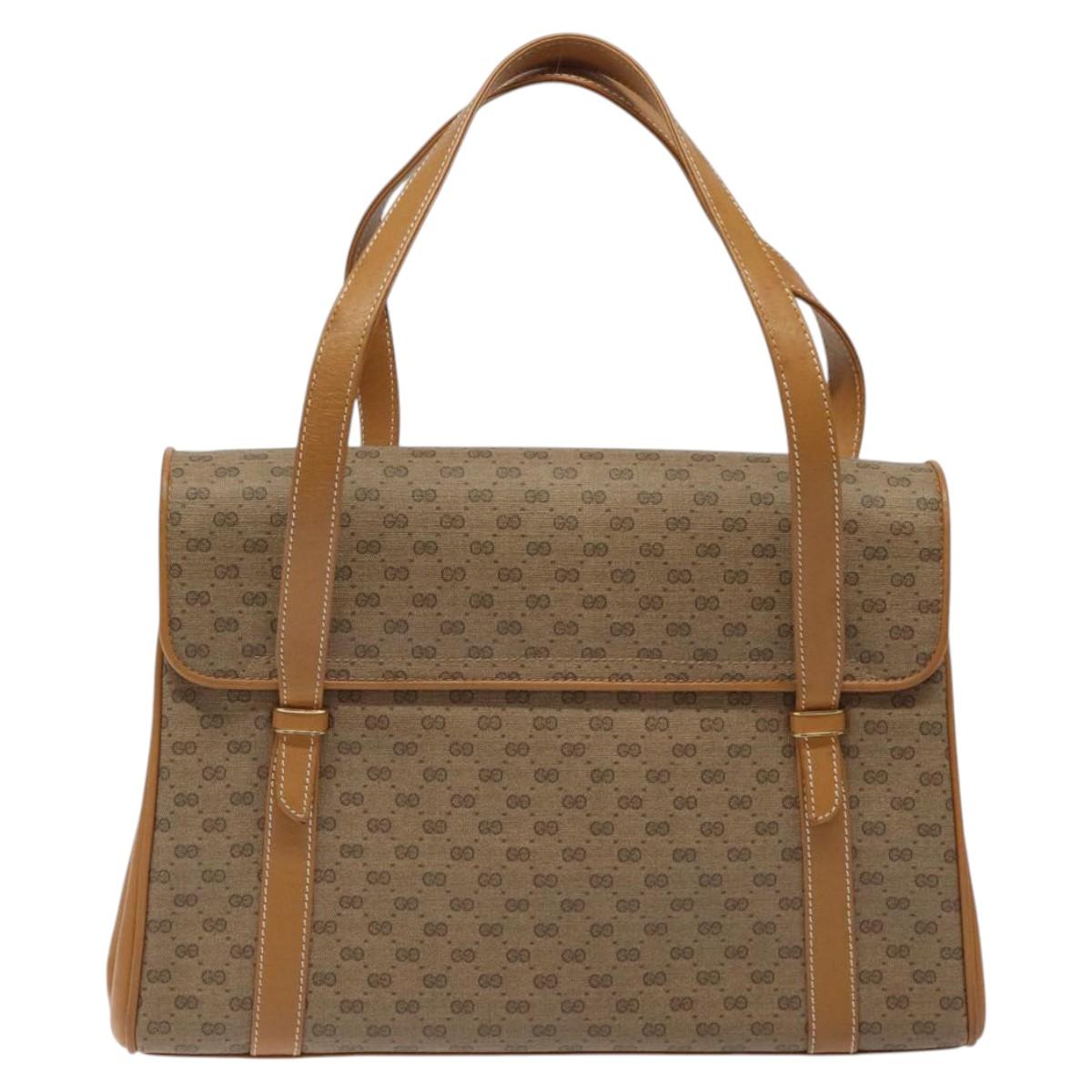GUCCI Micro GG Supreme Hand Bag PVC Beige Gold 000 406 4857 Auth ki5660