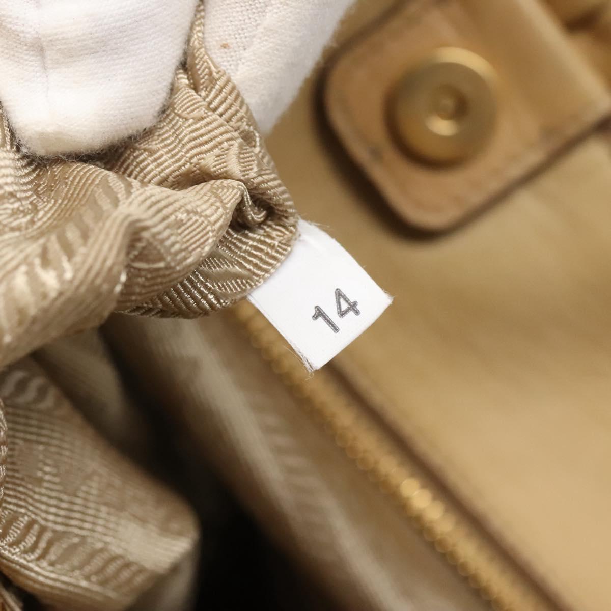 PRADA Gathered Tote Bag Leather Beige Gold Auth ki5670