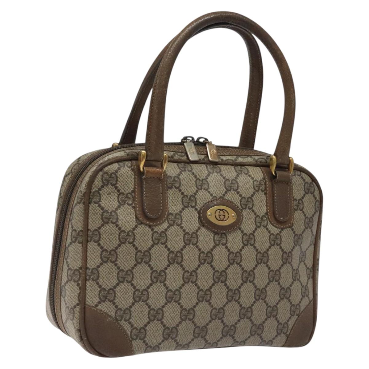GUCCI GG Supreme Hand Bag PVC Beige Gold 000 39 0030 Auth ki5673