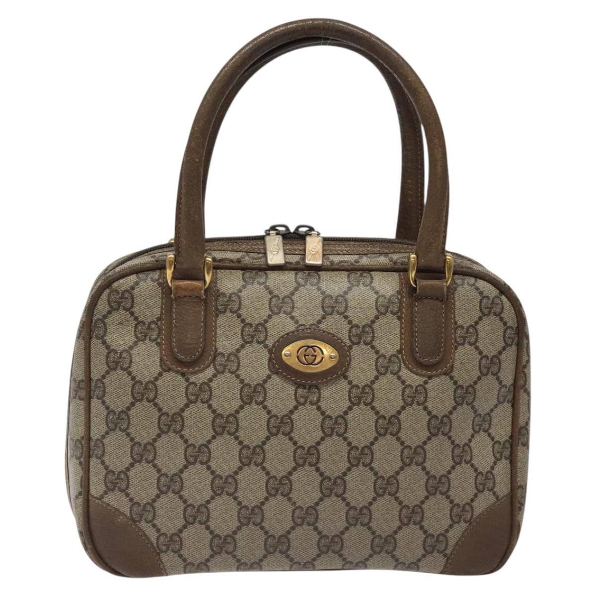 GUCCI GG Supreme Hand Bag PVC Beige Gold 000 39 0030 Auth ki5673